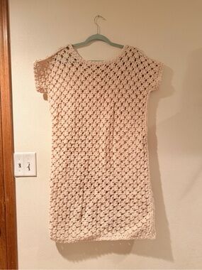 Handmade Crochet Tunic Dress in Cream